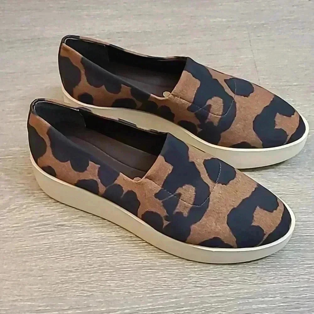 Louise et Cie Leopard Print Slip-On Flats in Brown and Black